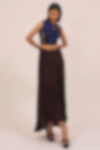 Mahogany Natural Silk Pleated Skirt Set by AMKA INDIA at Pernia's Pop Up Shop