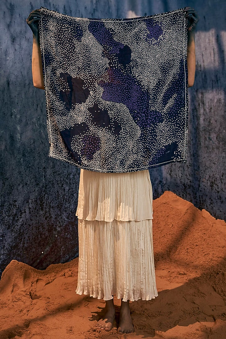 Midnight Blue Natural Silk Scarf by AMKA at Pernia's Pop Up Shop