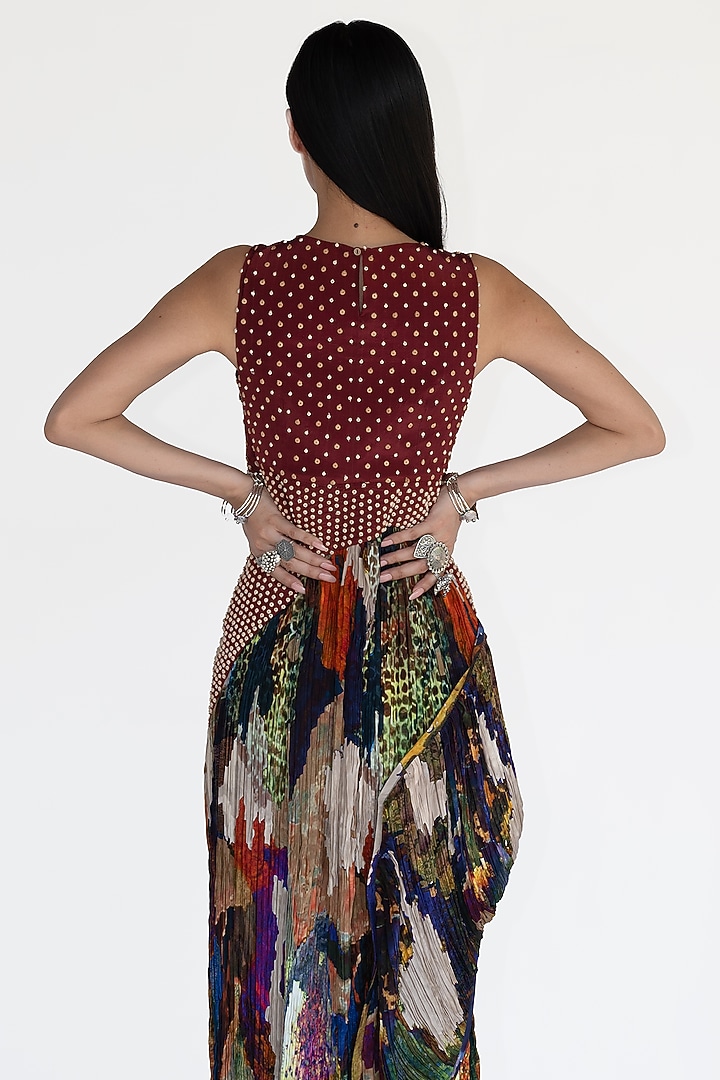 Multi-Colored Natural Silk Mosaic Printed Midi Summer Dress by AMKA at Pernia's Pop Up Shop