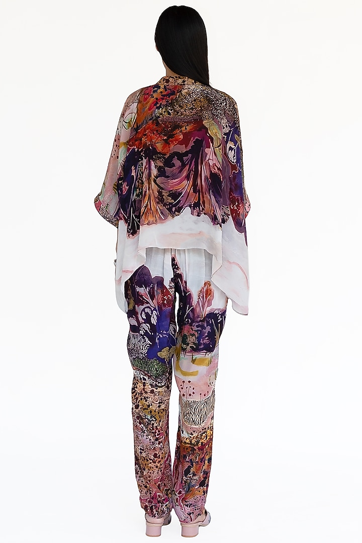 Rose Pink Natural Silk Landscape Printed Co-Ord Set by AMKA at Pernia's Pop Up Shop