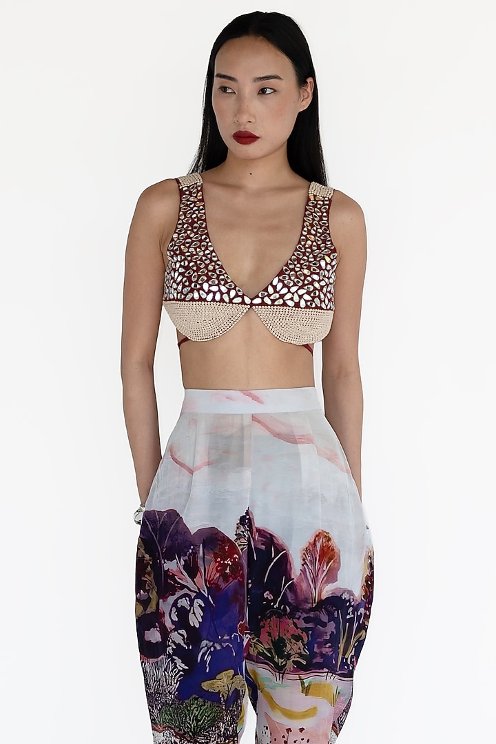 Rose Pink Natural Silk Landscape Printed Co-Ord Set by AMKA at Pernia's Pop Up Shop
