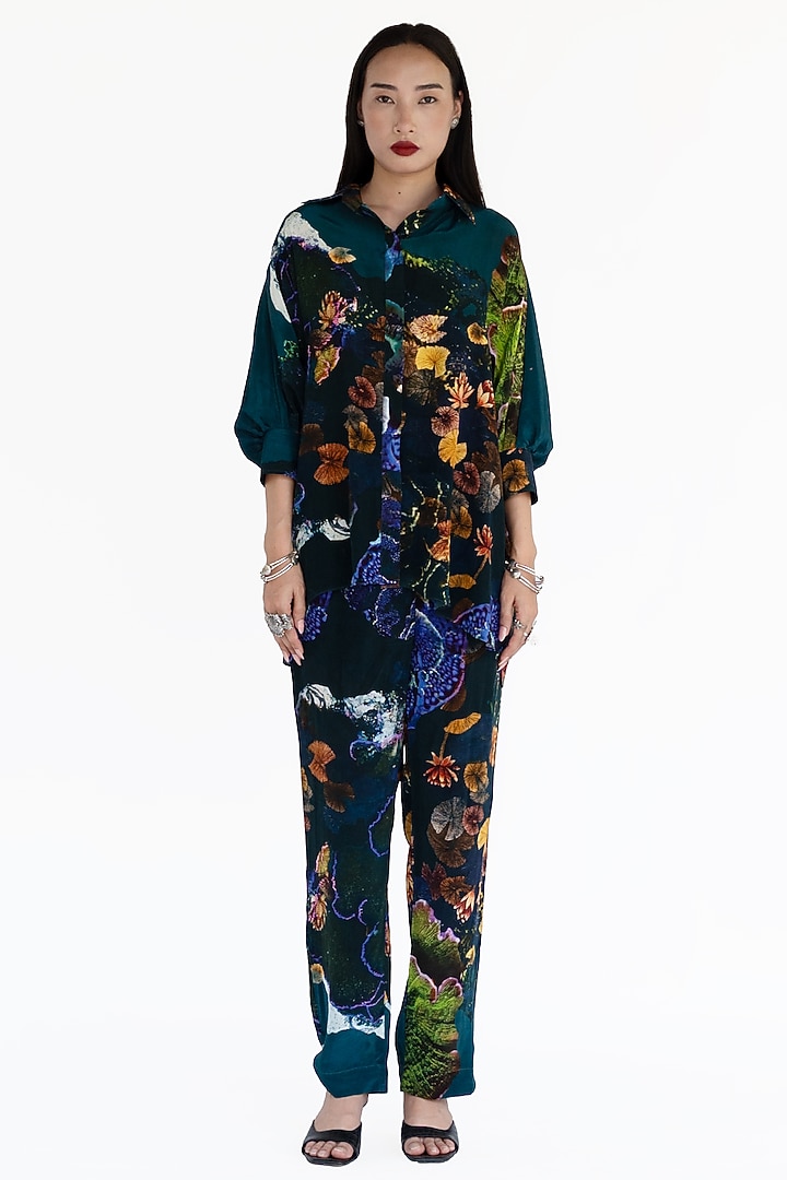 Midnight Blue Natural Silk Co-Ord Set by AMKA at Pernia's Pop Up Shop