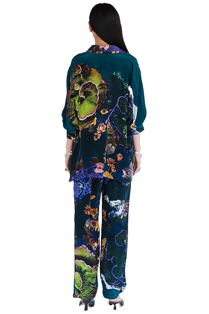Midnight Blue Natural Silk Co-Ord Set by AMKA at Pernia's Pop Up Shop