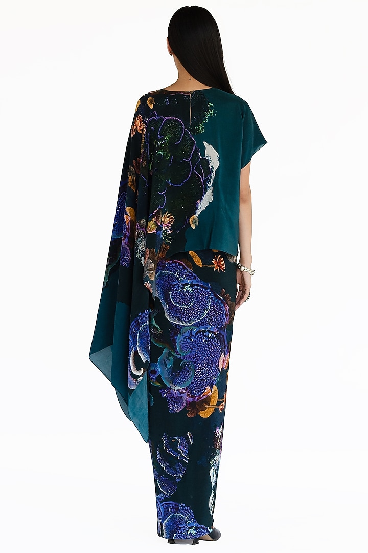 Midnight Blue Natural Silk Skirt Set by AMKA at Pernia's Pop Up Shop
