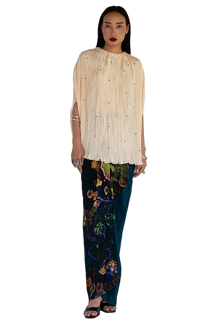 Midnight Blue Natural Silk Skirt Set by AMKA at Pernia's Pop Up Shop