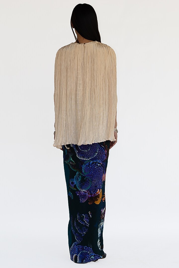 Midnight Blue Natural Silk Skirt Set by AMKA at Pernia's Pop Up Shop
