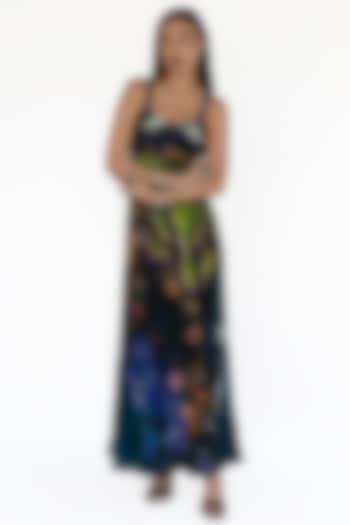 Midnight Blue Natural Silk Maxi Summer Dress by AMKA INDIA at Pernia's Pop Up Shop