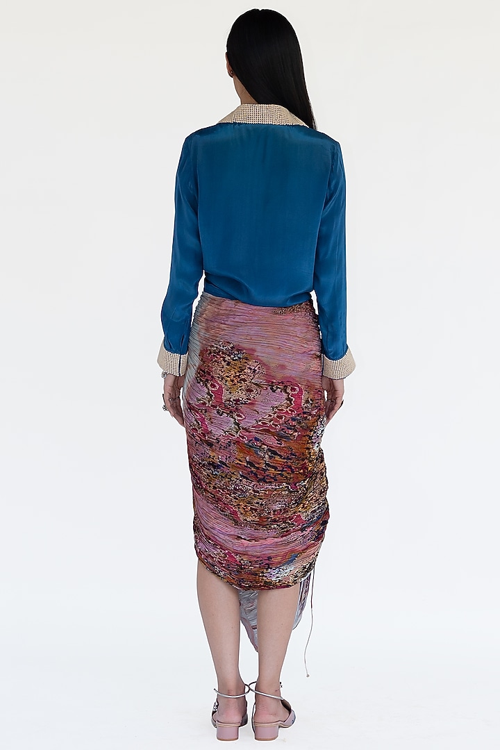 Rose Pink Natural Silk Slit Skirt Set by AMKA at Pernia's Pop Up Shop