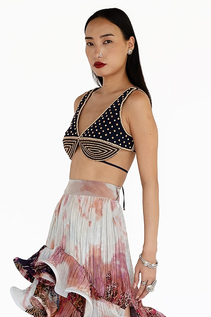 Rose Pink Natural Silk Hand Sculpted Maxi Skirt Set by AMKA at Pernia's Pop Up Shop