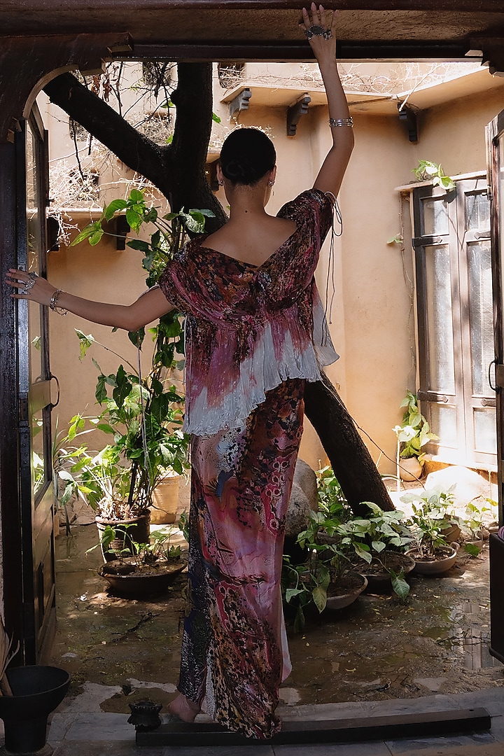 Rose Pink Natural Silk Skirt Set by AMKA at Pernia's Pop Up Shop
