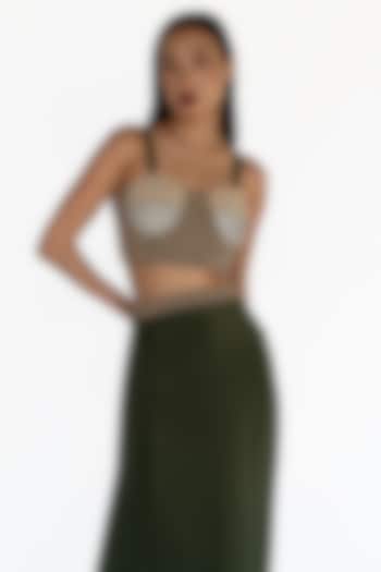 Emerald Green Natural Silk Beadswork Blouse by AMKA INDIA at Pernia's Pop Up Shop