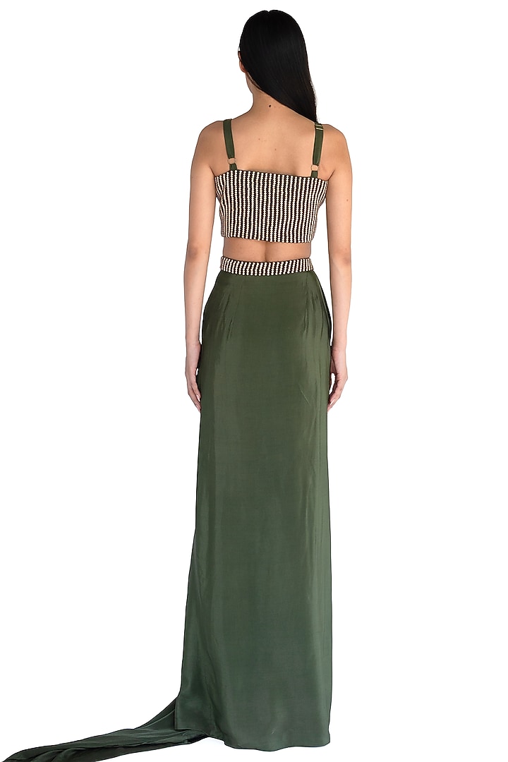 Emerald Green Natural Silk Draped Skirt by AMKA at Pernia's Pop Up Shop