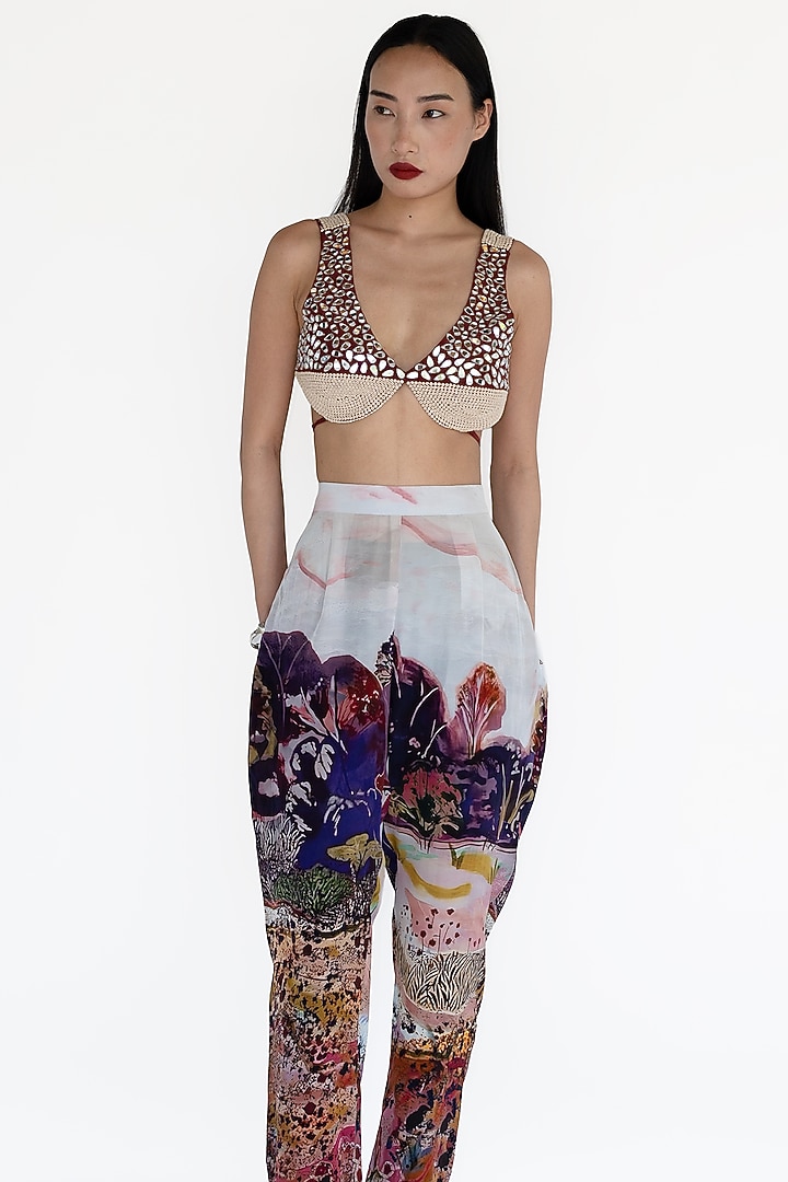 Rose Pink Natural Silk Hand Embroidered Blouse by AMKA INDIA at Pernia's Pop Up Shop