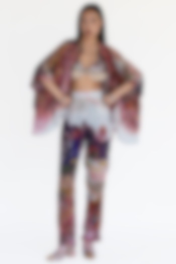 Rose Pink Natural Silk Landscape Printed Pants by AMKA INDIA at Pernia's Pop Up Shop