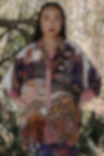 Rose Pink Natural Silk Kaftan Shirt by AMKA INDIA at Pernia's Pop Up Shop