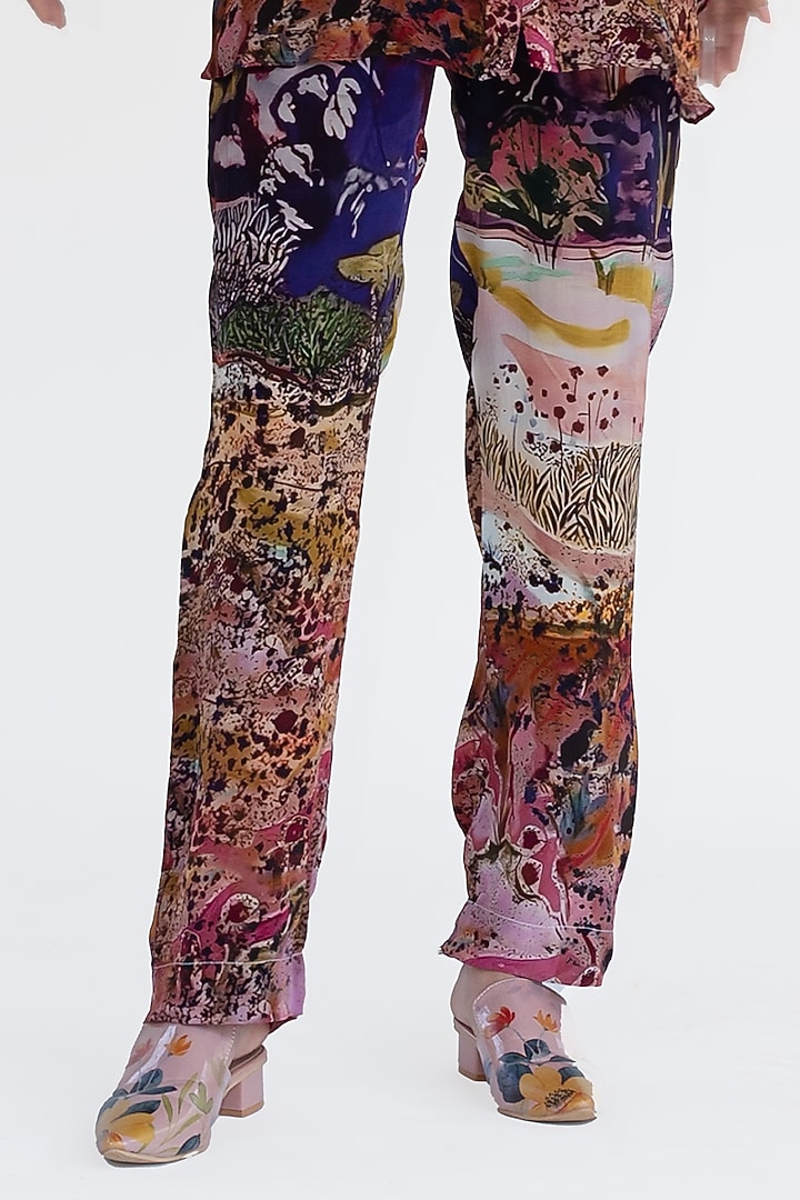 Rose Pink Natural Silk Pants by AMKA at Pernia's Pop Up Shop