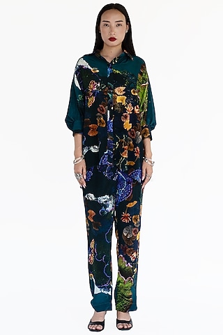 Midnight Blue Natural Silk Pants by AMKA