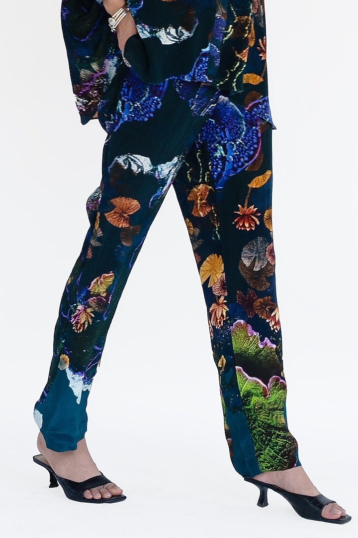 Midnight Blue Natural Silk Pants by AMKA at Pernia's Pop Up Shop