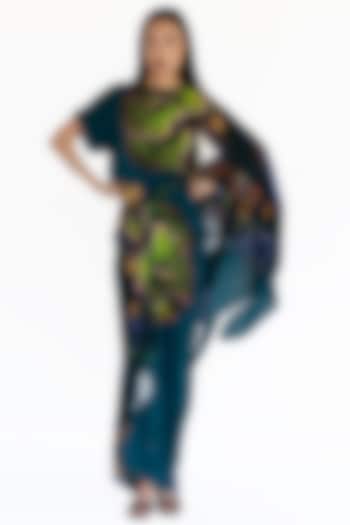 Midnight Blue Natural Silk Skirt by AMKA INDIA at Pernia's Pop Up Shop