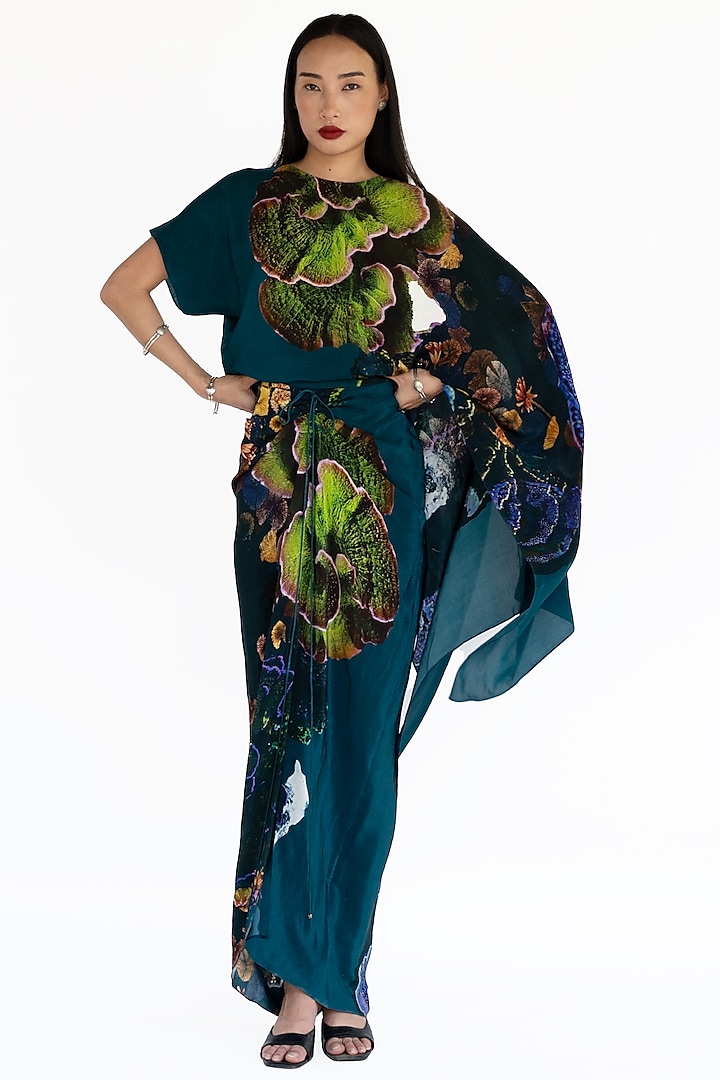 Midnight Blue Natural Silk Skirt by AMKA INDIA at Pernia's Pop Up Shop