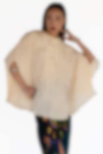 Ivory Natural Silk Pleated Top by AMKA INDIA at Pernia's Pop Up Shop