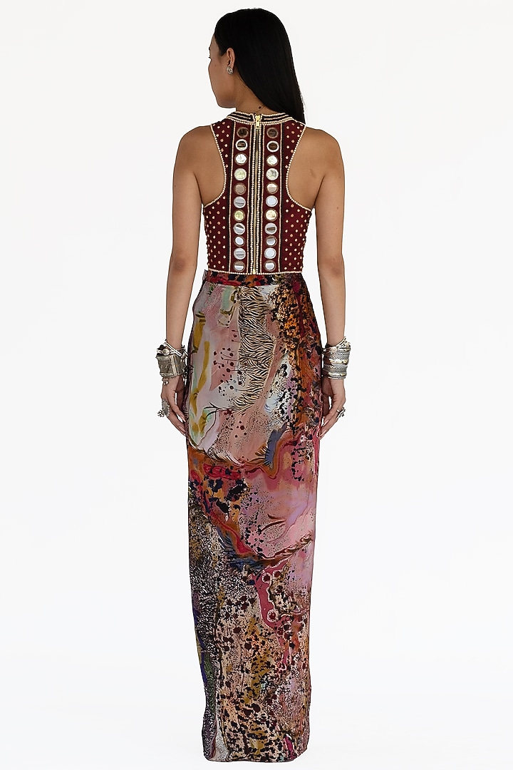 Rose Pink Natural Silk Draped Skirt by AMKA at Pernia's Pop Up Shop