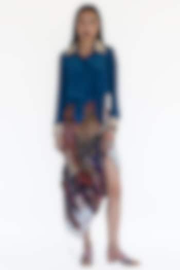 Rose Pink Natural Silk Hand Pleated Skirt by AMKA INDIA at Pernia's Pop Up Shop