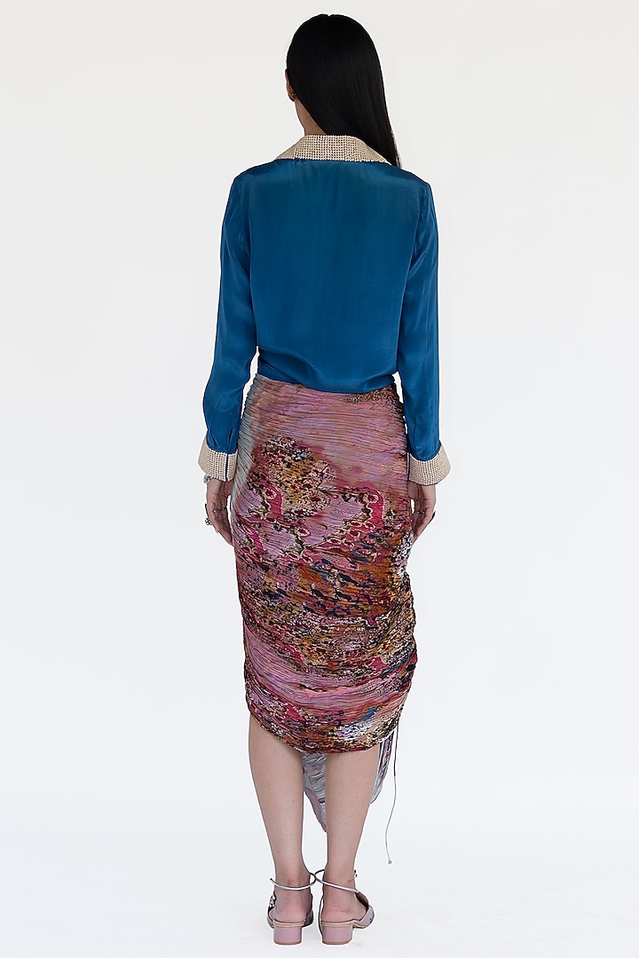 Rose Pink Natural Silk Hand Pleated Skirt by AMKA at Pernia's Pop Up Shop