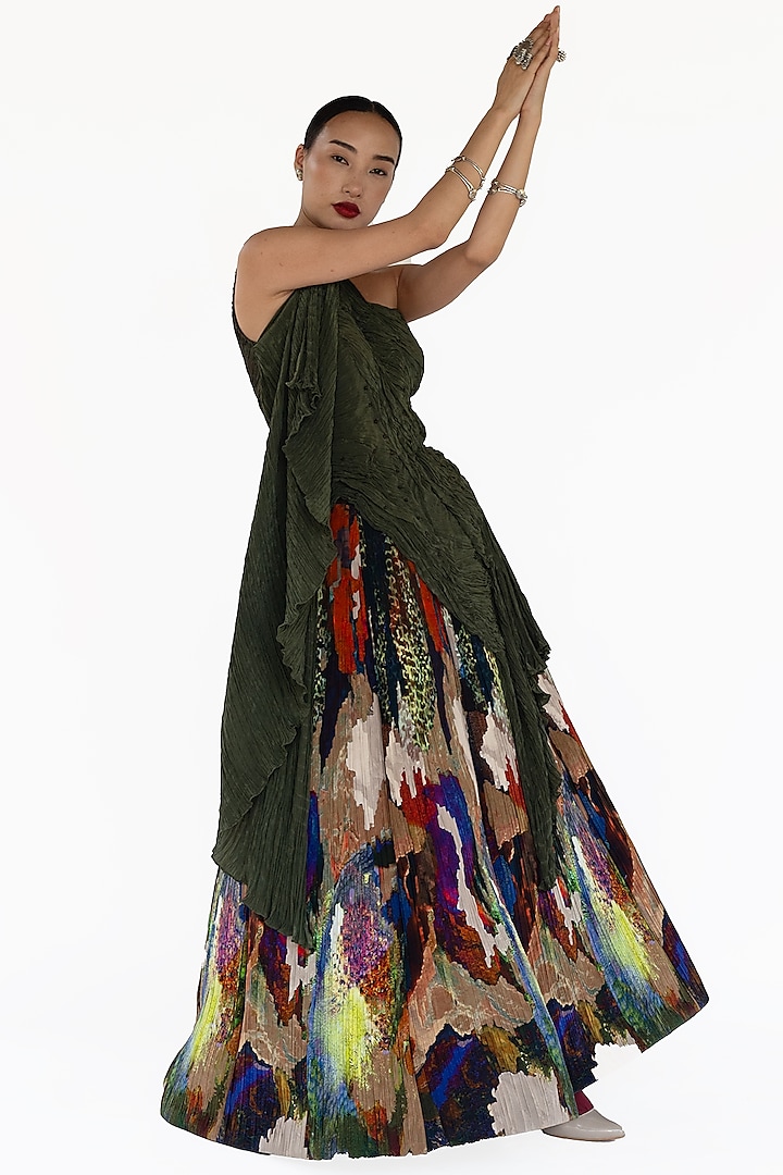 Emerald Green Natural Silk One-Shoulder Top by AMKA at Pernia's Pop Up Shop