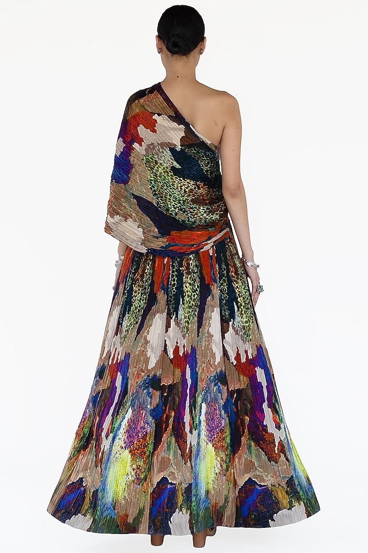 Multi-Colored Natural Silk Mosaic Printed Maxi Skirt by AMKA at Pernia's Pop Up Shop