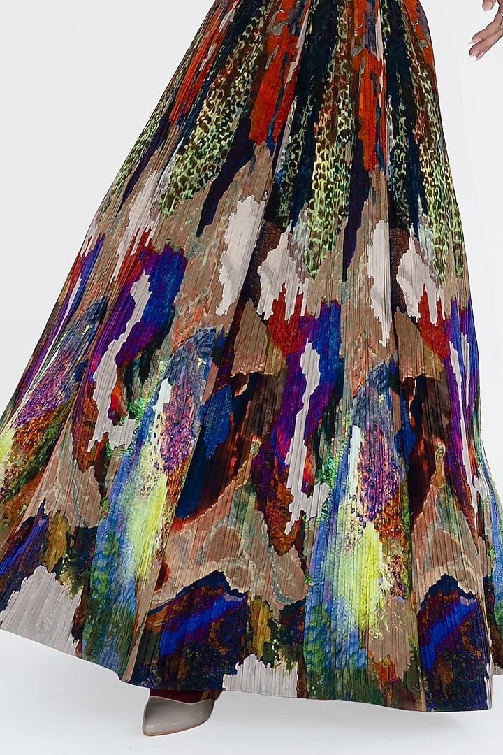 Multi-Colored Natural Silk Mosaic Printed Maxi Skirt by AMKA at Pernia's Pop Up Shop