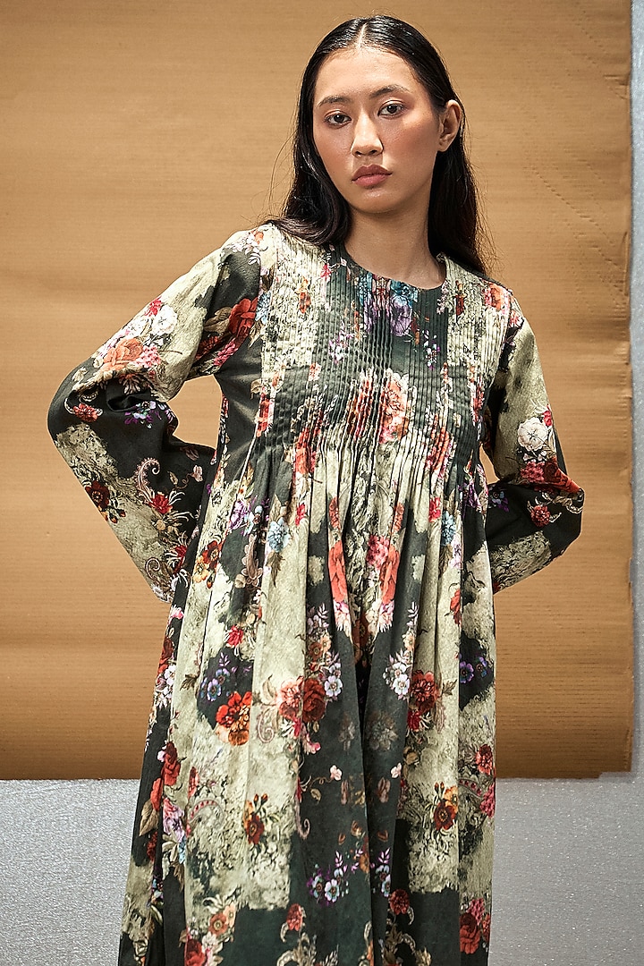 Green Cotton Printed Kurta by AMKA INDIA at Pernia's Pop Up Shop