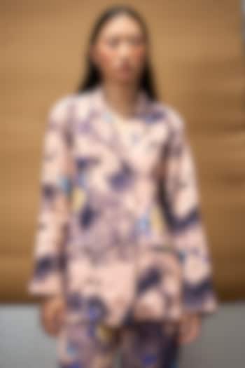 Cream Silk Printed Oversized Coat by AMKA INDIA at Pernia's Pop Up Shop