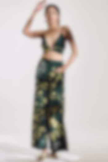 Basil Green Printed Pant Set by AMKA INDIA at Pernia's Pop Up Shop