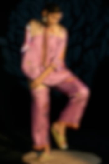 Rose Pink Printed Pant Set by AMKA INDIA at Pernia's Pop Up Shop