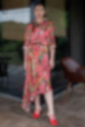 Multi-Colored Organic Chiffon Floral Printed Skirt Set by AMKA at Pernia's Pop Up Shop