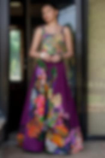 Plum Natural Crepe Printed Maxi Skirt by AMKA at Pernia's Pop Up Shop