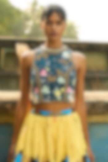 Powder Blue Natural Crepe Hand Embroidered Top by AMKA at Pernia's Pop Up Shop