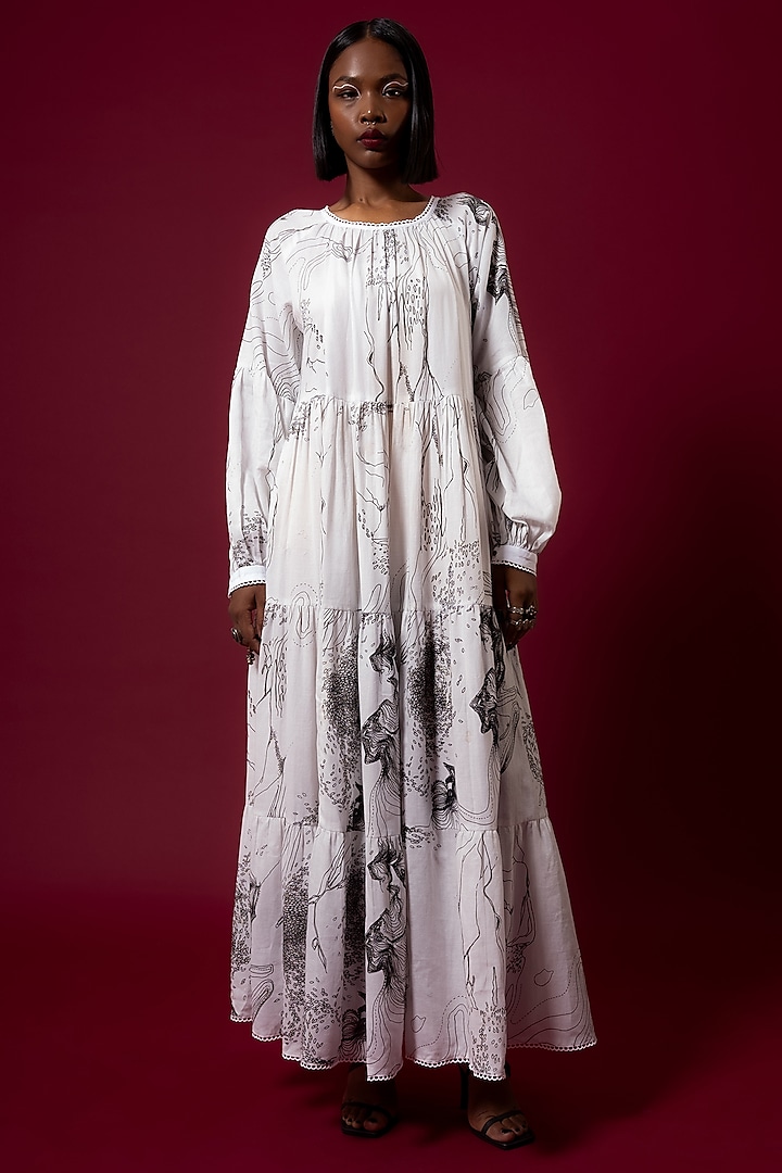 White Organic Cotton Maxi Dress by AMKA INDIA at Pernia's Pop Up Shop