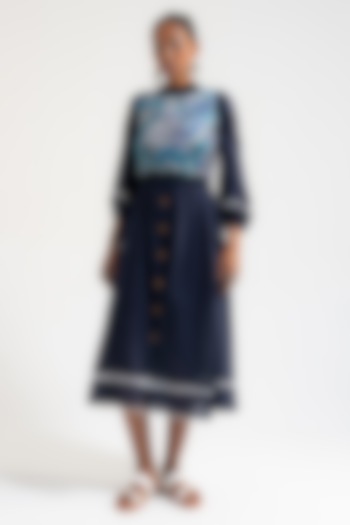 Prussian Blue Knit Midi Dress by AMKA INDIA at Pernia's Pop Up Shop