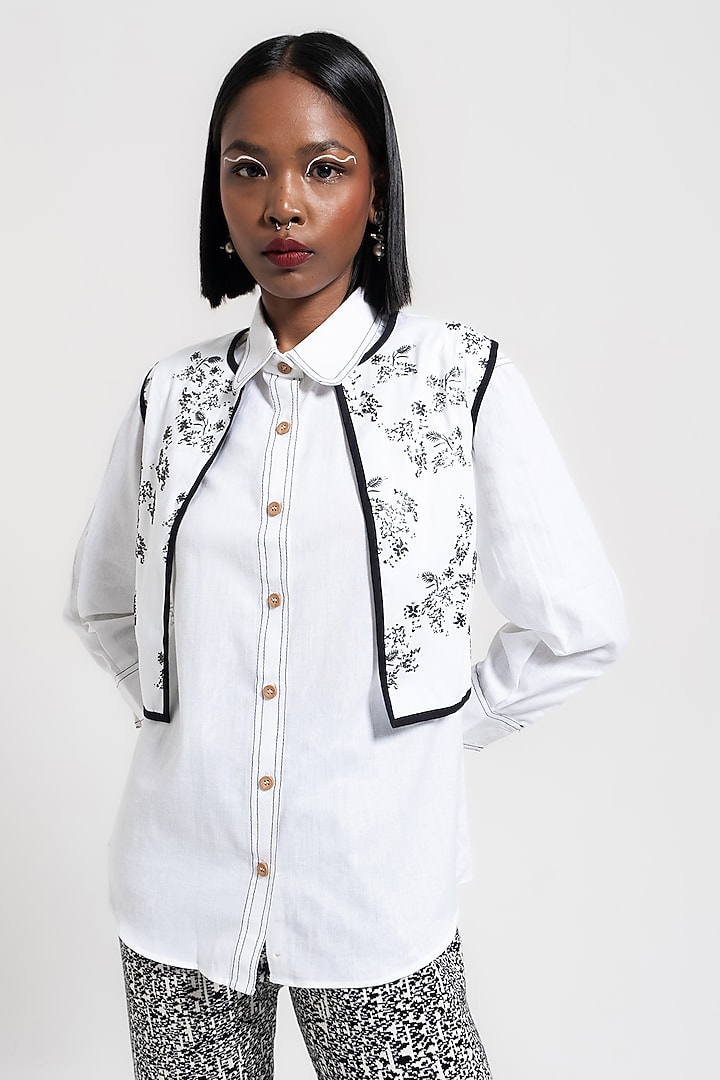 Black & White Organic Cotton Over Jacket by AMKA INDIA at Pernia's Pop Up Shop