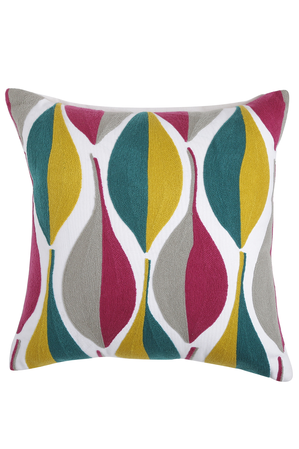 Multi-Coloured Cotton Embroidered Cushion Cover by Amoliconcepts