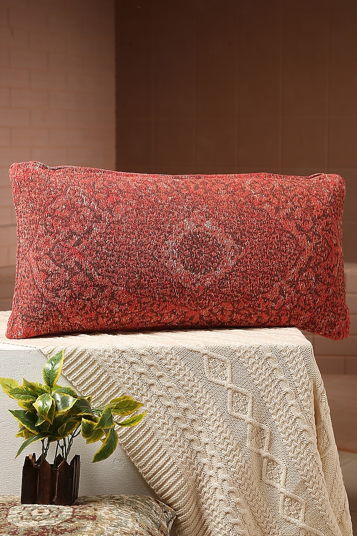 Deep Red Cotton Cushion Cover by Amoliconcepts