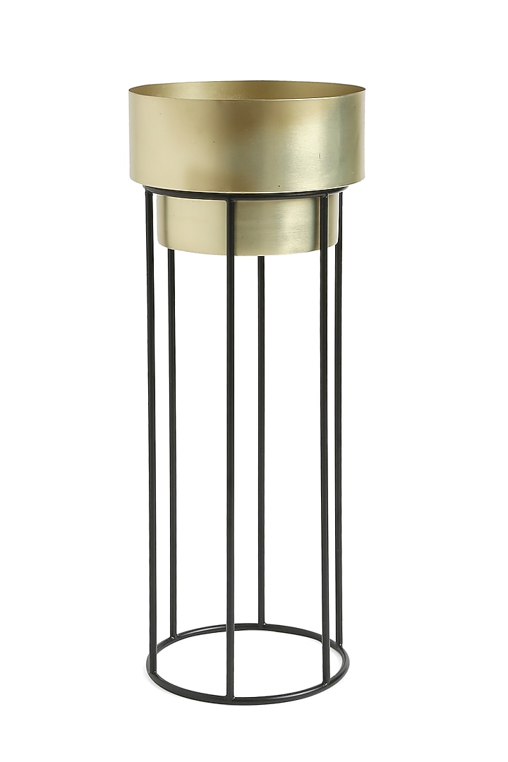 Matt Gold & Black Metal Planter by Amoliconcepts at Pernia's Pop Up Shop