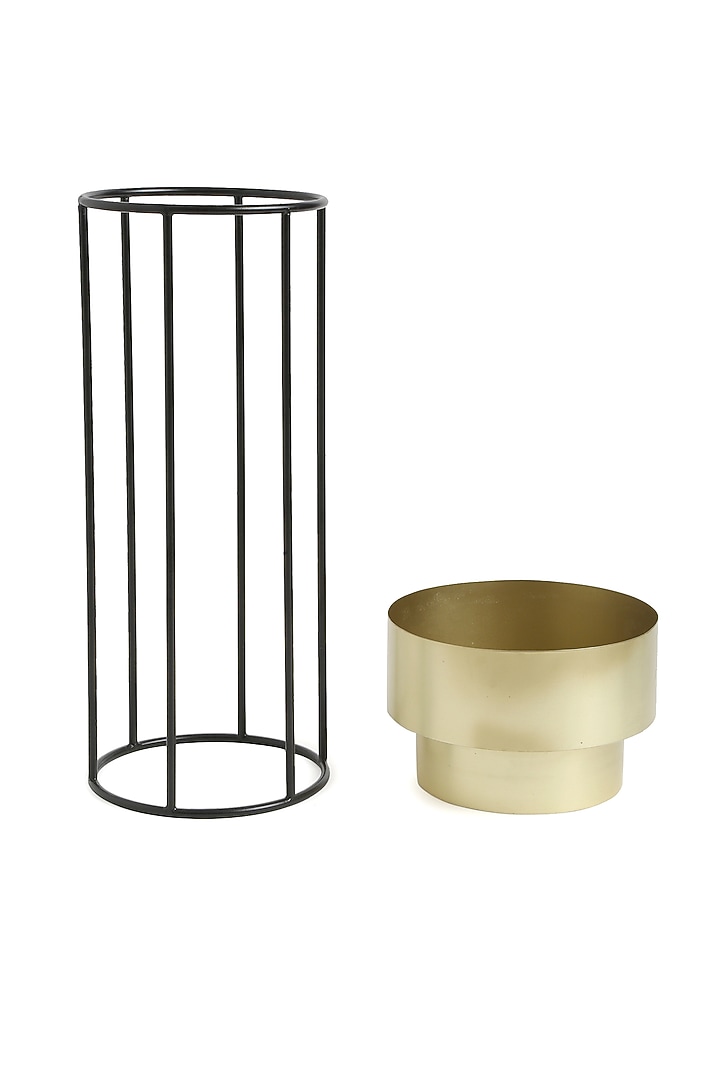 Matt Gold & Black Metal Planter by Amoliconcepts at Pernia's Pop Up Shop