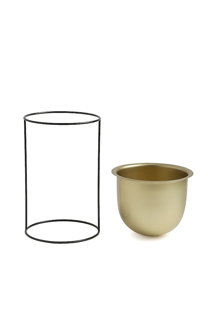 Matt Gold & Black Planter In Metal by Amoliconcepts at Pernia's Pop Up Shop