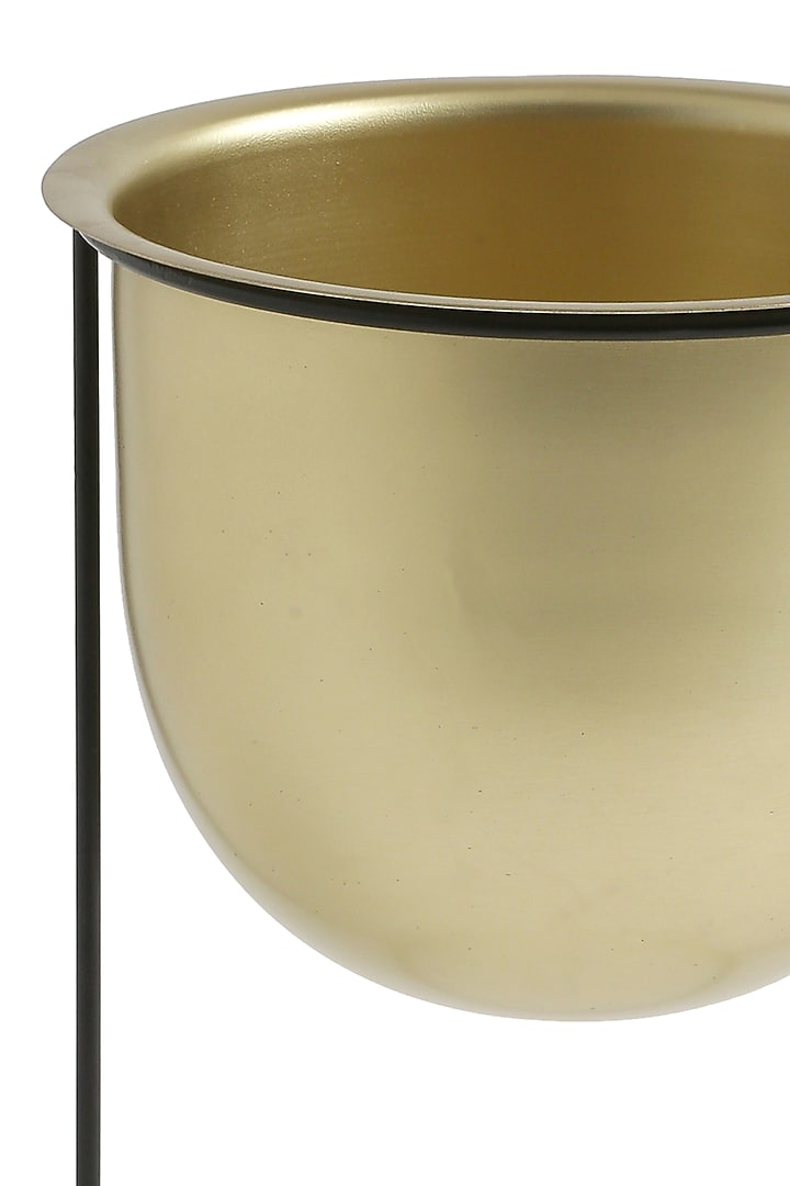 Matt Gold & Black Planter In Metal by Amoliconcepts at Pernia's Pop Up Shop