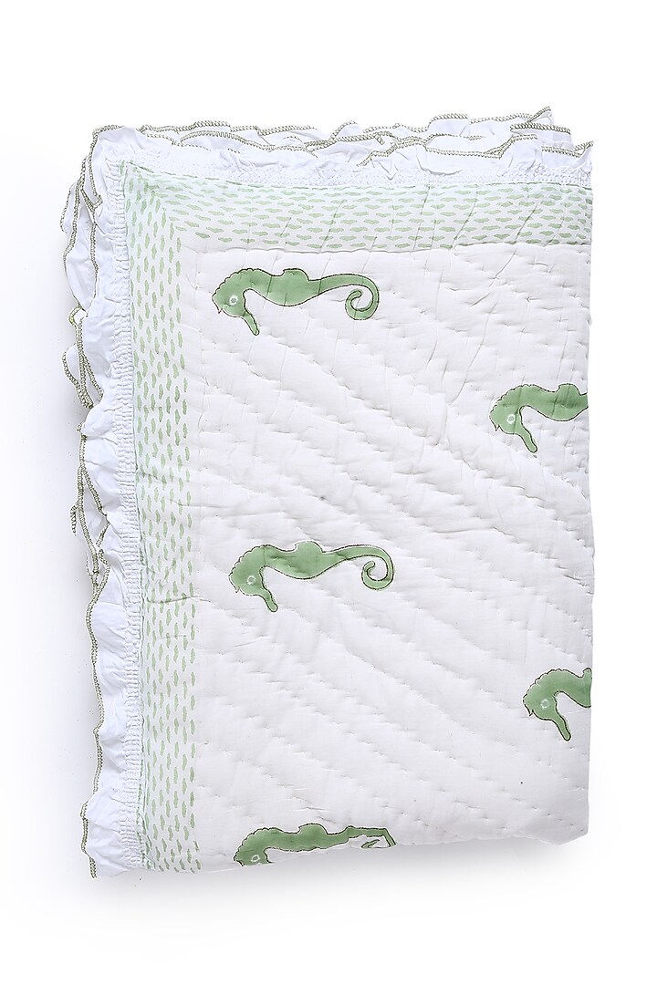 Green & White Eco Friendly Cotton Duck Dohar by Amoliconcepts at Pernia's Pop Up Shop