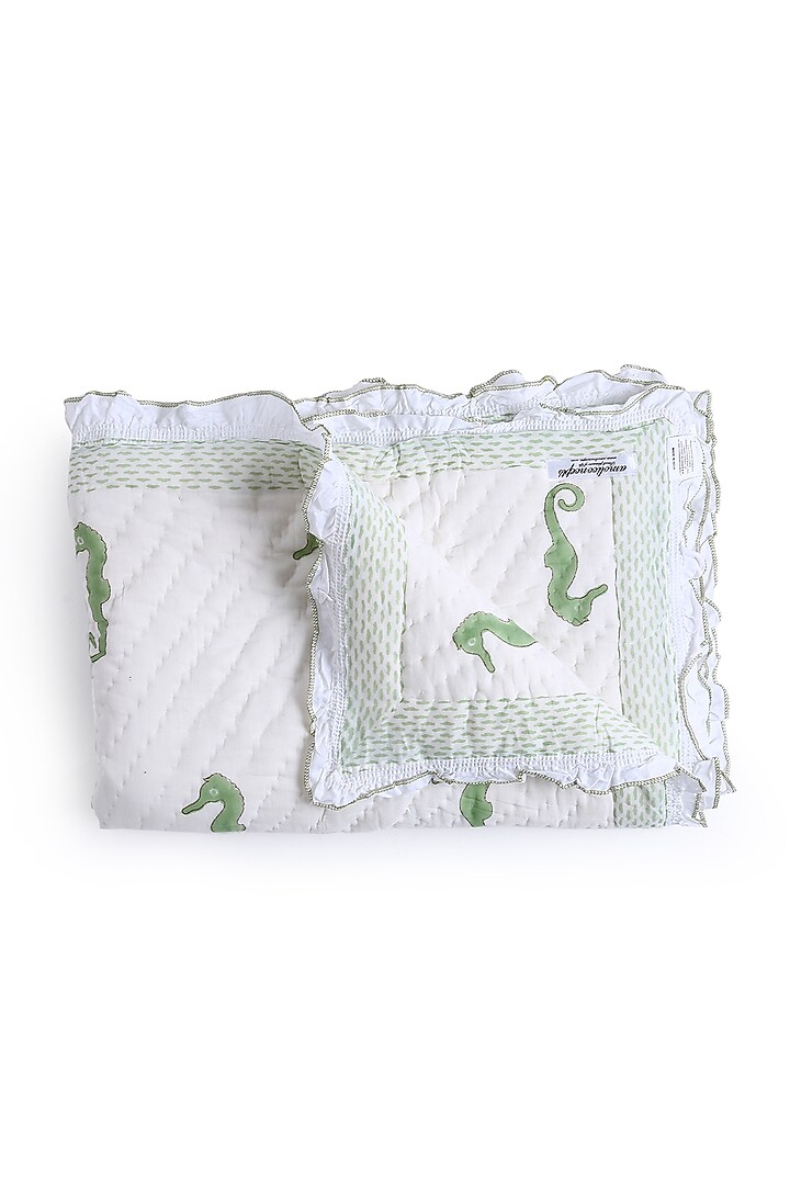 Green & White Eco Friendly Cotton Duck Dohar by Amoliconcepts at Pernia's Pop Up Shop