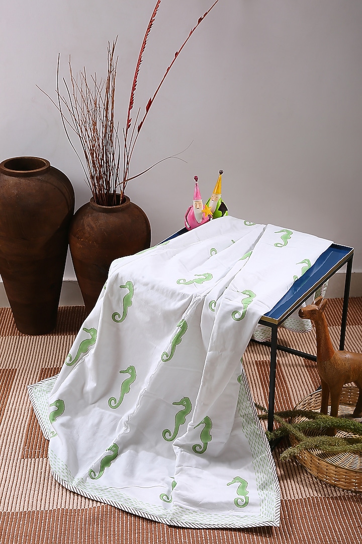 Green & White Eco Friendly Cotton Duck Dohar by Amoliconcepts at Pernia's Pop Up Shop